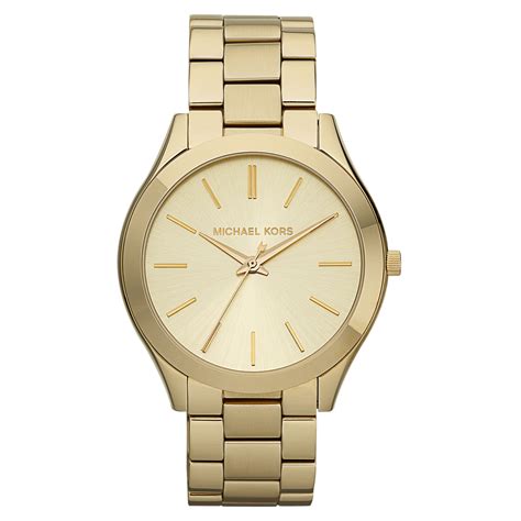 michael kors slim runway gold tone bracelet watch|Michael Kors black chronograph watch.